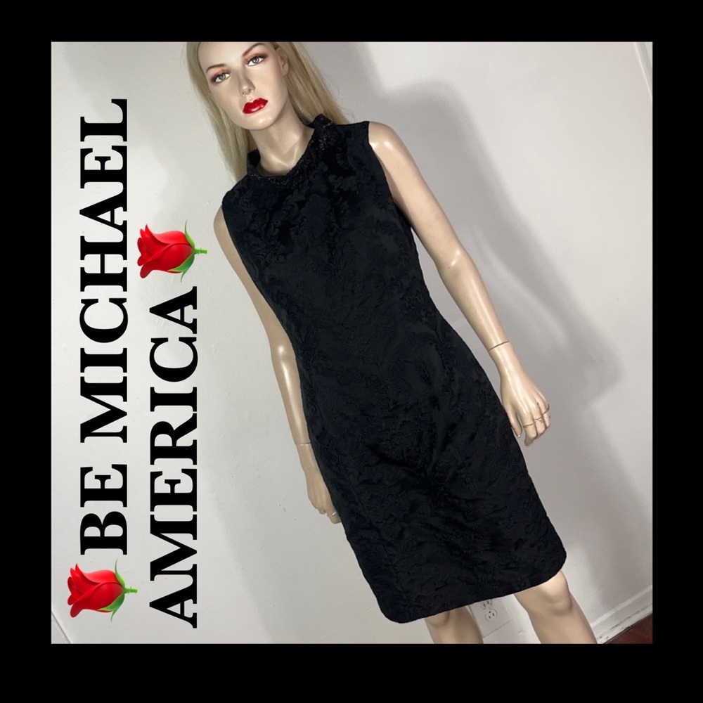 B Michael America Black Damask Dress